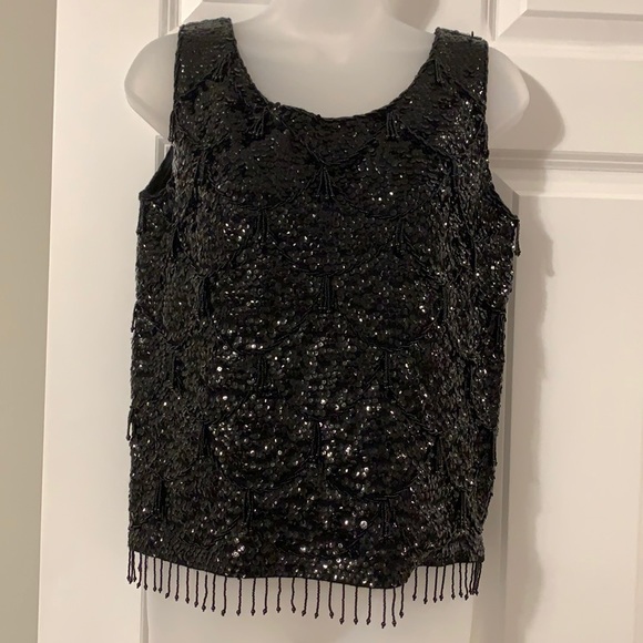 Vintage Tops - Stunning Sequined And Beaded Cami Tank Top
